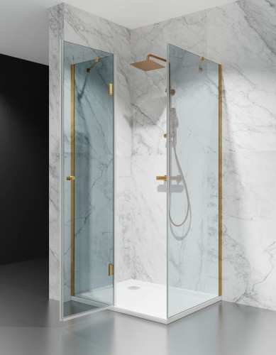 kabina prysznicowa DV8000 z brodzikiem 80x80 cm okucia zloto szczotkowane szklo transparentne zdjecie 2 salon lazienek w lodzi