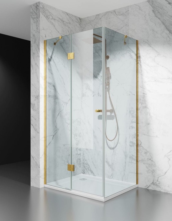 kabina prysznicowa DV8000 z brodzikiem 140x80 cm okucia zloto szczotkowane szklo transparentne zdjecie 1 salon lazienek w lodzi