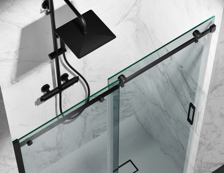 Drzwi prysznicowe czarne okucia, szyba 8mm transparentna, model Usaria zd. 3  salon lazienek Lodz