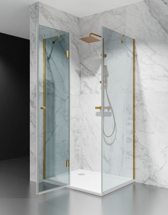 kabina prysznicowa DV8000 z brodzikiem 120x100 cm okucia zloto szczotkowane szklo mrozone zdjecie 2 salon lazienek w lodzi
