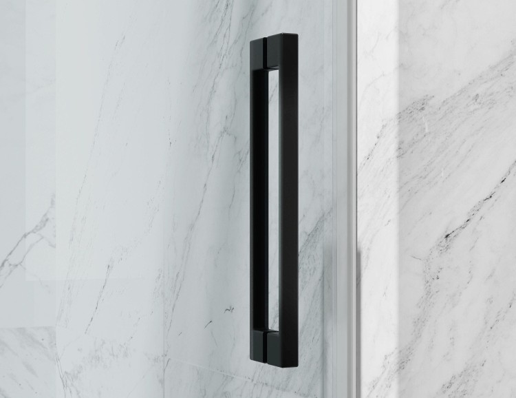 Drzwi prysznicowe czarne okucia, szyba 8mm transparentna, model Usaria zd. 8 - uchwyt  salon lazienek Lodz