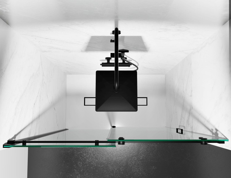 Drzwi prysznicowe czarne okucia, szyba 8mm transparentna, model Usaria zd. 4 - widok z góry  salon lazienek Lodz