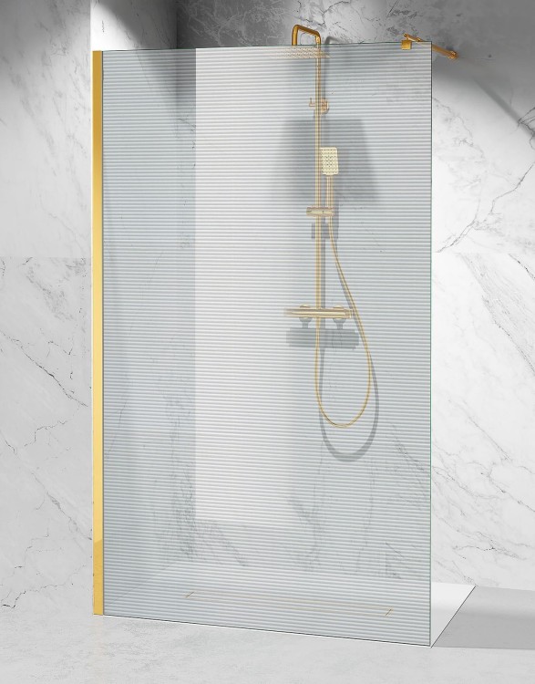 szyba prysznicowa szklo ryflowane okucia zloty polysk zdjecie 1 salon lazienek w lodzi