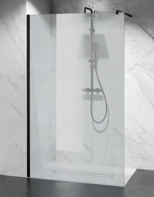 szyba prysznicowa szklo ryflowane okucia czarny mat zdjecie 1 salon lazienek w lodzi