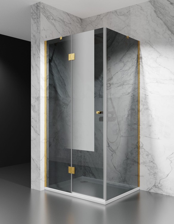 kabina prysznicowa DV8000 z brodzikiem 120x70 cm okucia zloto szczotkowane szklo grafit zdjecie 1 salon lazienek w lodzi