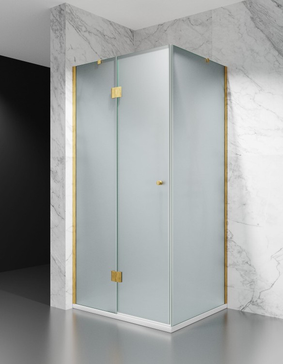 kabina prysznicowa DV8000 z brodzikiem 140x80 cm okucia zloto szczotkowane szklo mrozone zdjecie 1 salon lazienek w lodzi