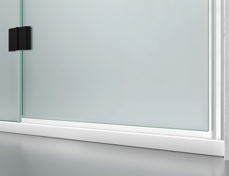 Drzwi Prysznicowe Uchylne ze ścianką, szkło Mrożone Mleczne, okucia Czarny Mat zdjecie 4 salon lazienek w Lodzi