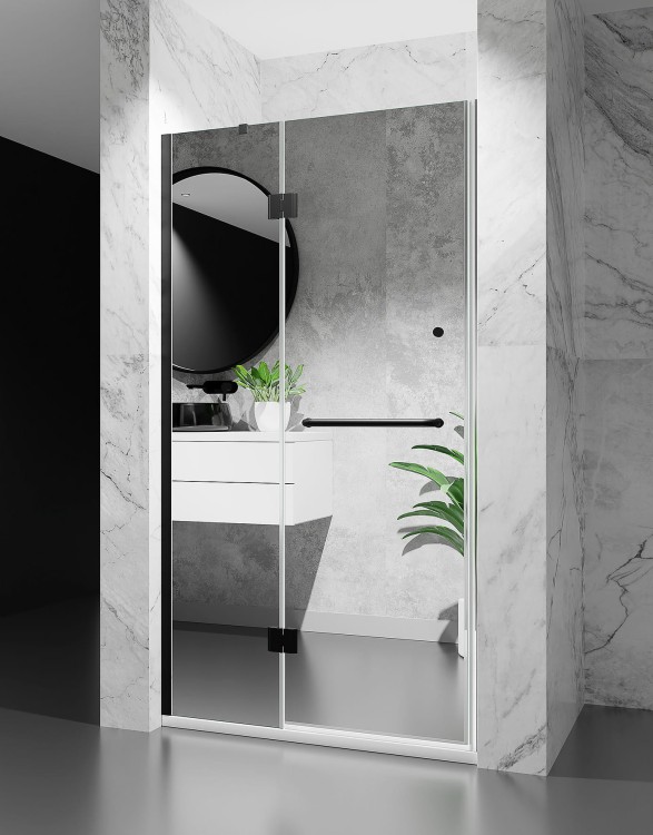 drzwi prysznicowe uchylne szklo lustrzane okucia czarny mat DV8500D zdjecie 1 salon lazienek w Lodzi