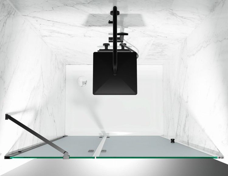 Drzwi Prysznicowe Uchylne ze ścianką, szkło Mrożone Mleczne, okucia Czarny Mat zdjecie 5 salon lazienek w Lodzi