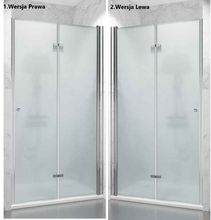 drzwi prysznicowe składane szkło mrożone kolor okuć czarny mat zdjęcie 6 salon łazienek Łódź
