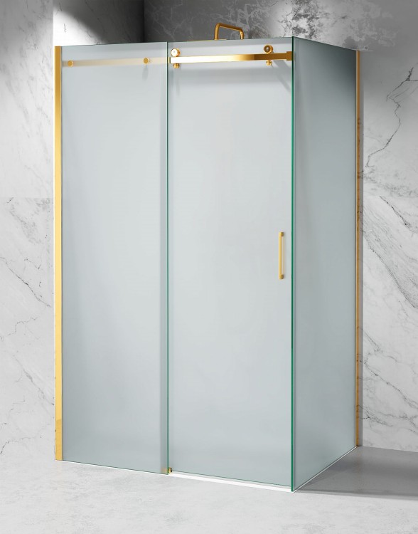 Kabina Prysznicowa Przesuwna Okucia Zloty Polysk Szklo mrozone zdjecie 1 Salon Lazienek w Lodzi