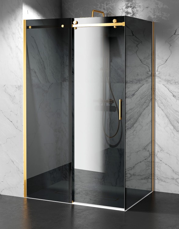 Kabina Prysznicowa Przesuwna Okucia Zloty Polysk Szklo grafitowe zdjecie 1 Salon Lazienek w Lodzi