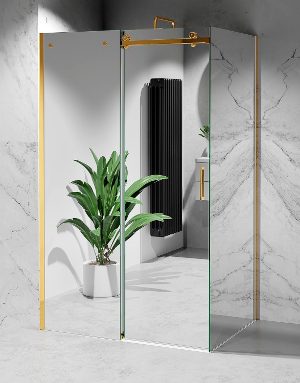 Kabina Prysznicowa Przesuwna Okucia Zloty Polysk Szklo lustrzane zdjecie 1 Salon Lazienek w Lodzi
