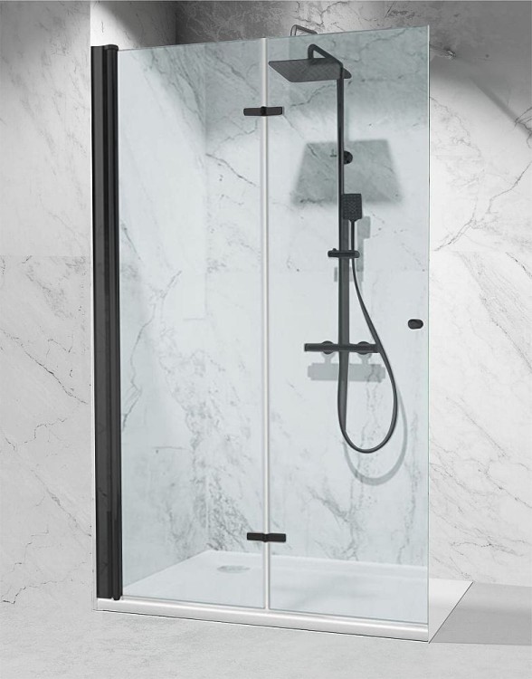 Ścianka Prysznicowa Walk in Składana, kolor okuć Czarny Mat zdjecie 1   salon lazienek Lodz