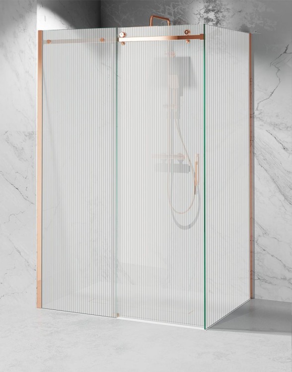 kabina prysznicowa przesuwna C20 okucia zloto rozowe szklo ryflowane zdjecie 1 salon lazienek w Lodzi