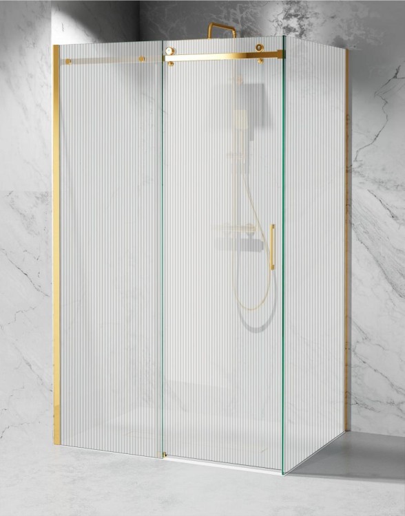 kabina prysznicowa przesuwna C20 okucia zloty polysk szklo ryflowane zdjecie 1 salon lazienek w Lodzi