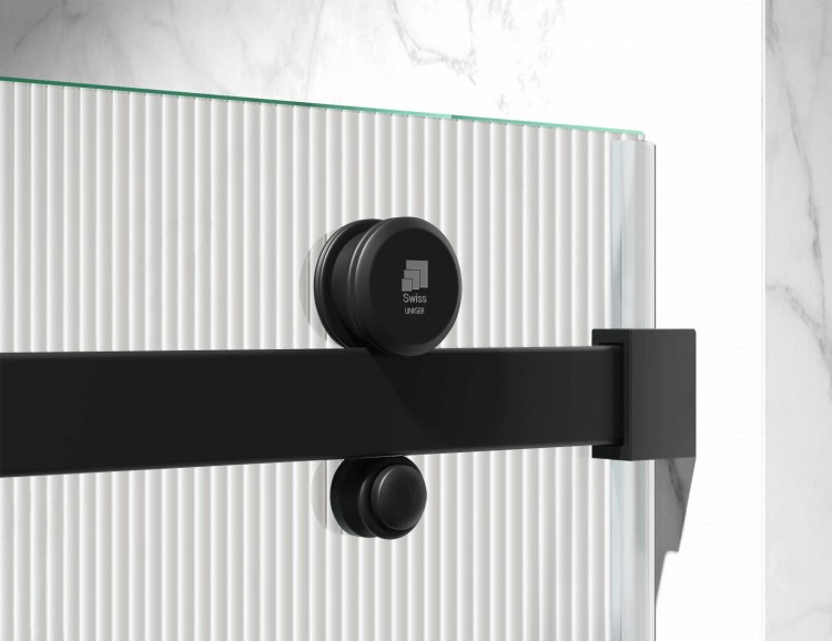 kabina prysznicowa przesuwna C20 okucia czarny mat szklo ryflowane zdjecie 2 salon lazienek w Lodzi