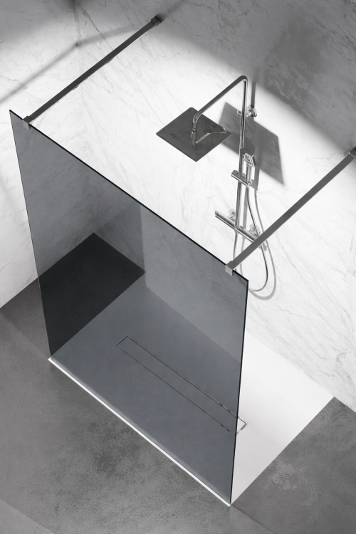 grafitowa szyba prysznicowa wolnostojaca walk-in okucia chrom polysk zdjecie 2 salon lazienek lodz