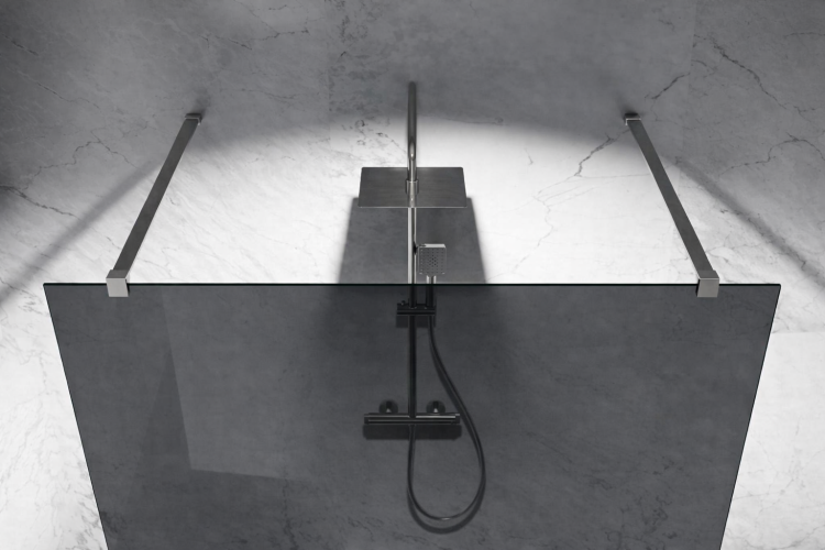 grafitowa szyba prysznicowa wolnostojaca walk-in okucia chrom polysk zdjecie 3 salon lazienek lodz