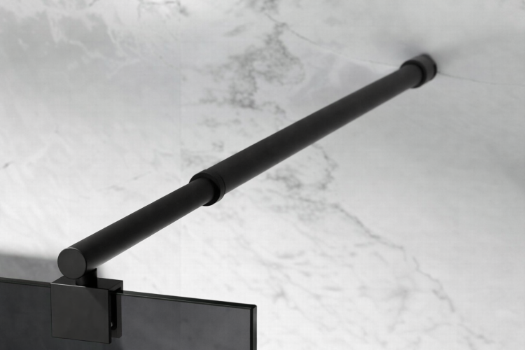 grafitowa szyba prysznicowa wolnostojaca walk-in okucia czarny mat zdjecie 5 salon lazienek w lodzi