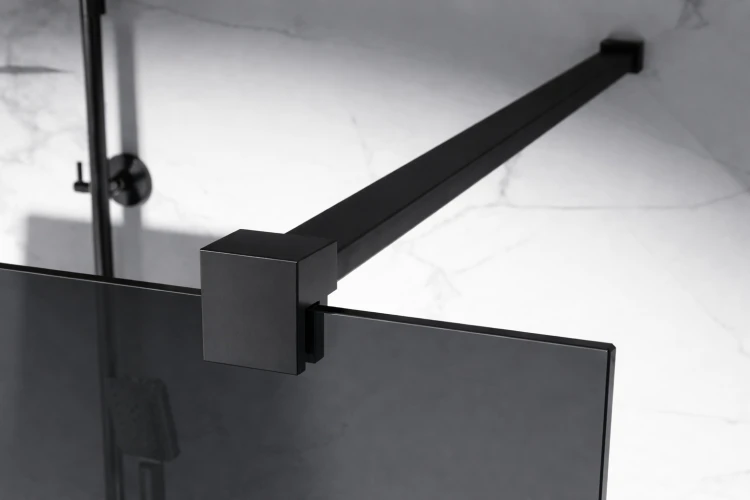 grafitowa szyba prysznicowa wolnostojaca walk-in okucia czarny mat zdjecie 6 salon lazienek w lodzi