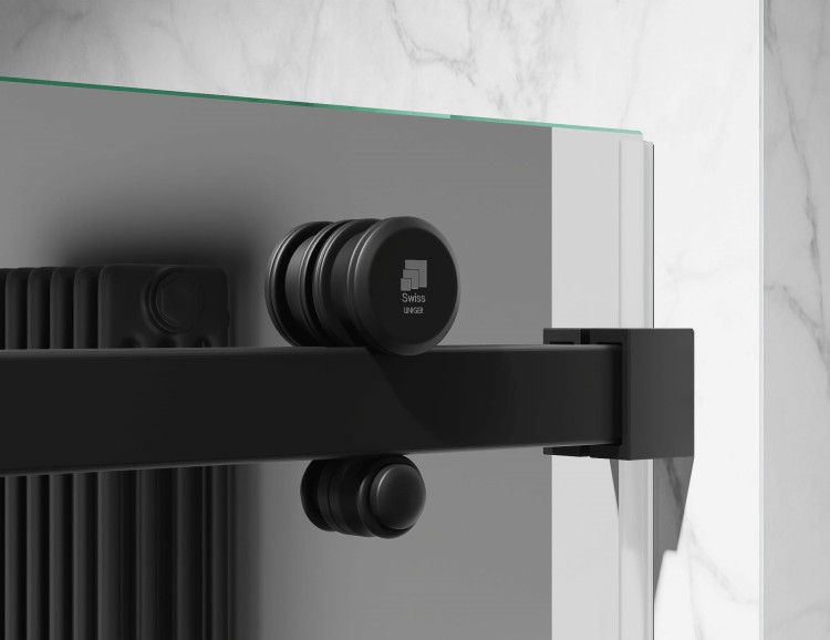 Kabina Prysznicowa Przesuwna Szkło EFEKT LUSTRA, okucia Czarny Mat zdjecie 4 salon  lazienek w Lodzi