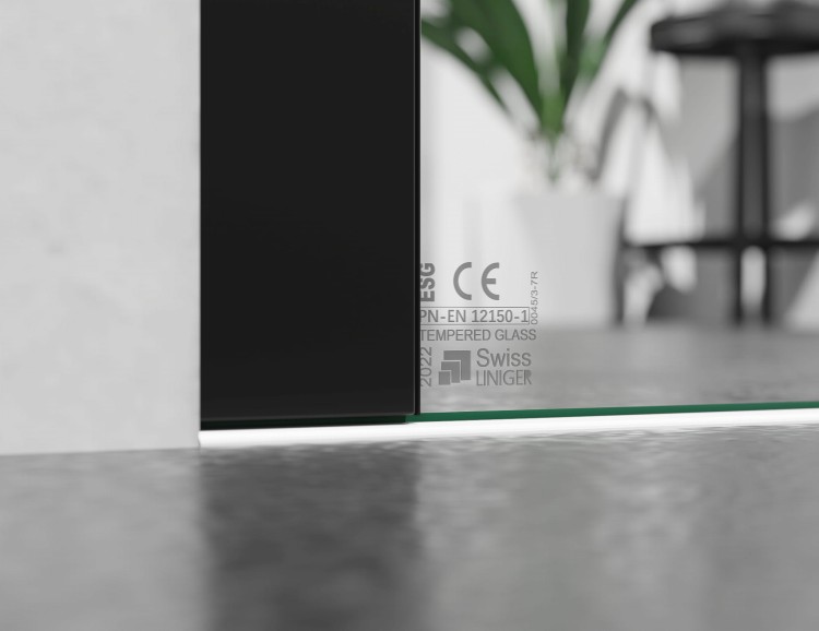 Kabina Prysznicowa Przesuwna Szkło EFEKT LUSTRA, okucia Czarny Mat zdjecie 6 salon lazienek w Lodzi