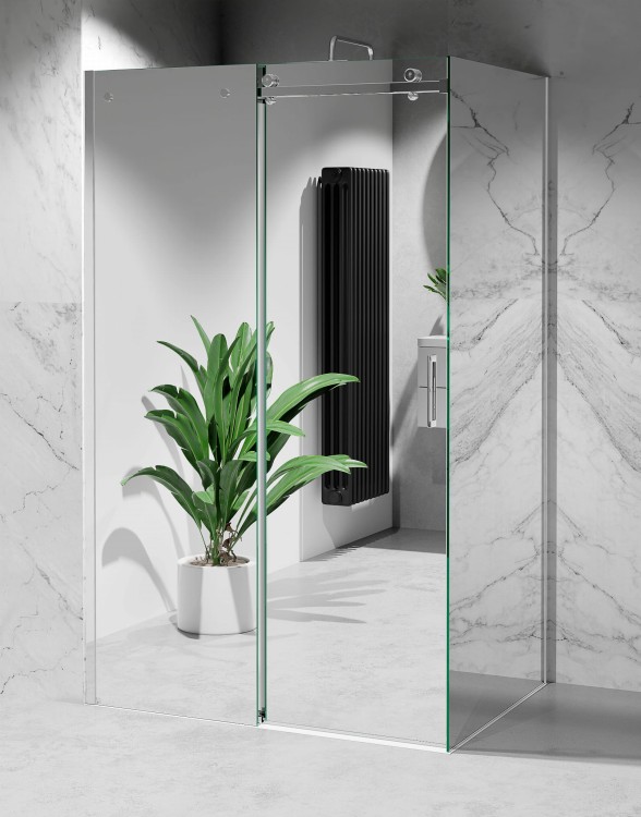 Kabina Prysznicowa Przesuwna Szkło EFEKT LUSTRA, okucia Chrom Połysk  zdjecie 1 salon lazienek w Lodzi