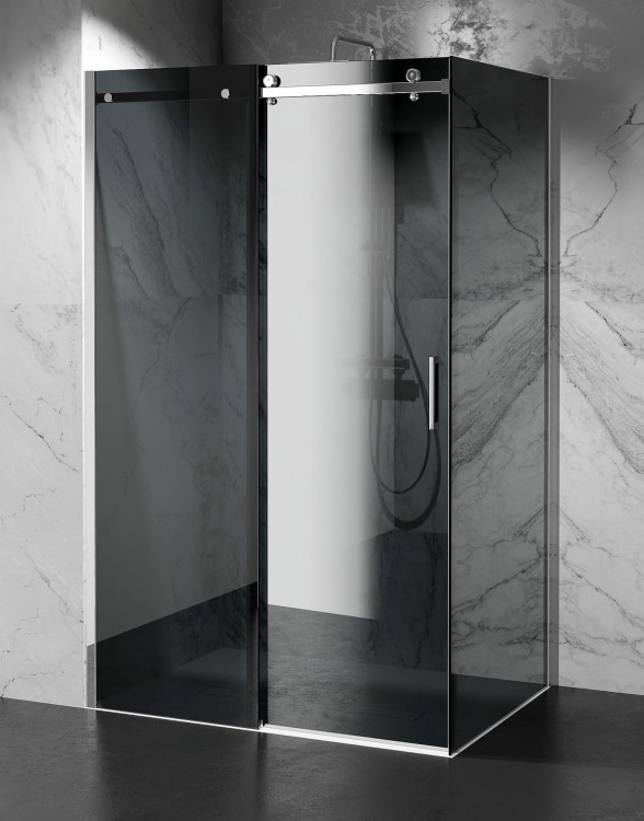 kabina prysznicowa przesuwna szklo grafitowe okucia chrom polysk zdjecie 1  salon lazienek Lodz