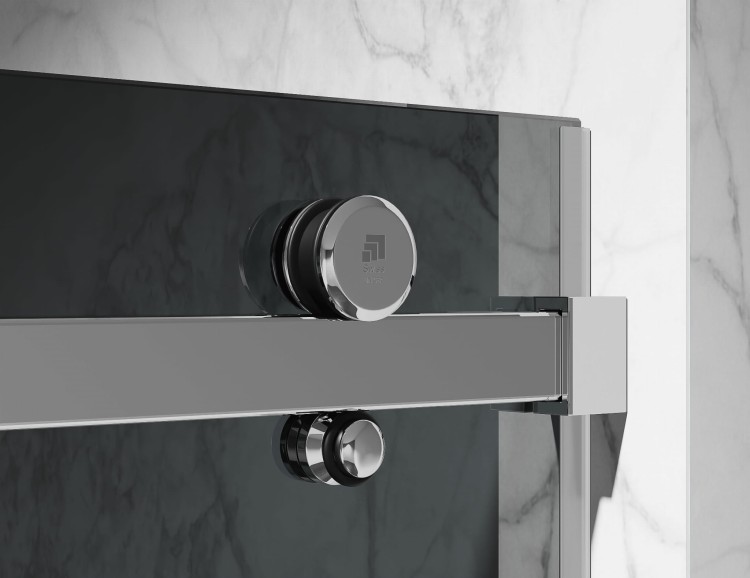 kabina prysznicowa przesuwna szklo grafitowe okucia chrom polysk zdjecie 5  salon lazienek Lodz