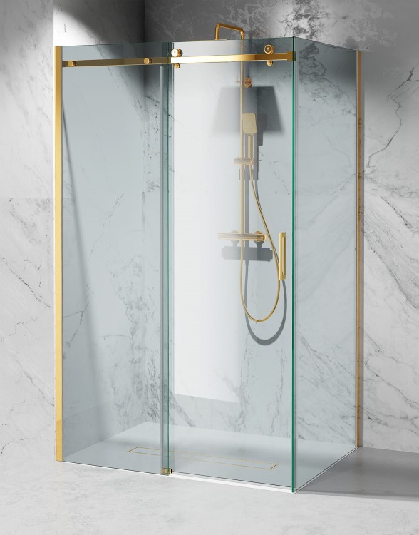 Kabina Prysznicowa Przesuwna Okucia Zloty Polysk Szklo Transparentne zdjecie 1 Salon Lazienek w Lodzi