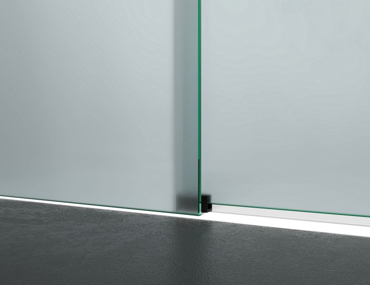 Drzwi Prysznicowe Przesuwne, Czarne Okucia, Szkło Mrożone Mleczne - uchwyt  salon lazienek Lodz