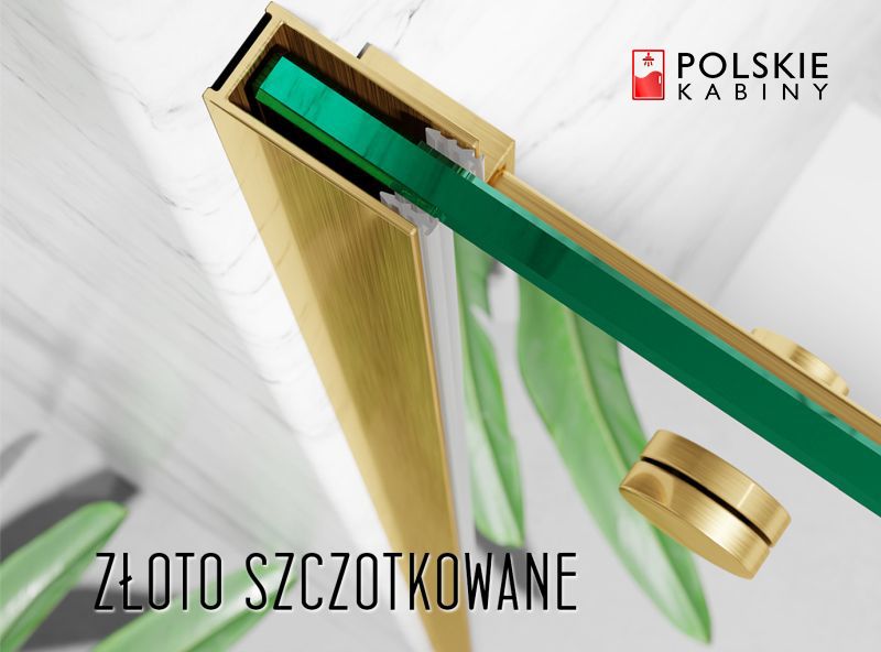 okucia złoto szczotkowane, kabina prysznicowa uchylna, model polonia, polski producent kabin prysznicowych Glassberg