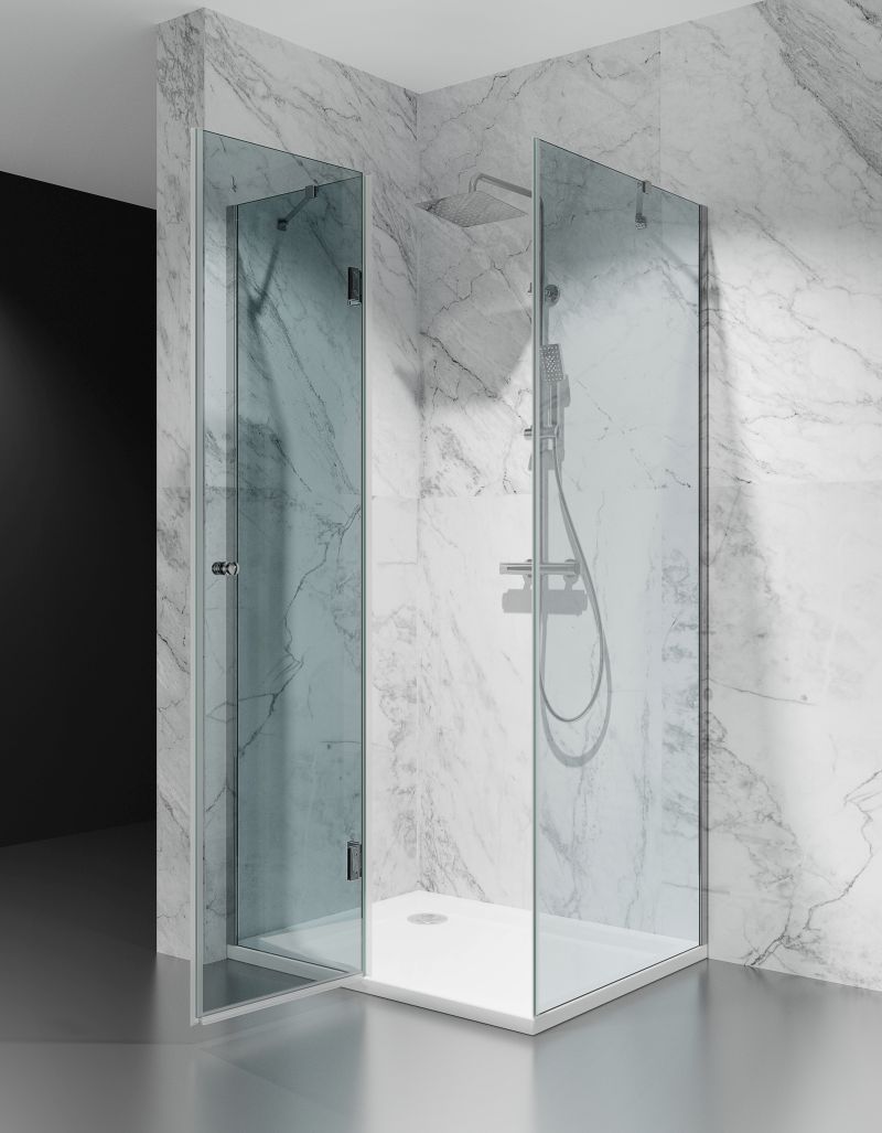 Kabina Prysznicowa Uchylna, Chromowane Okucia, Szkło Transparentne, model Vertus