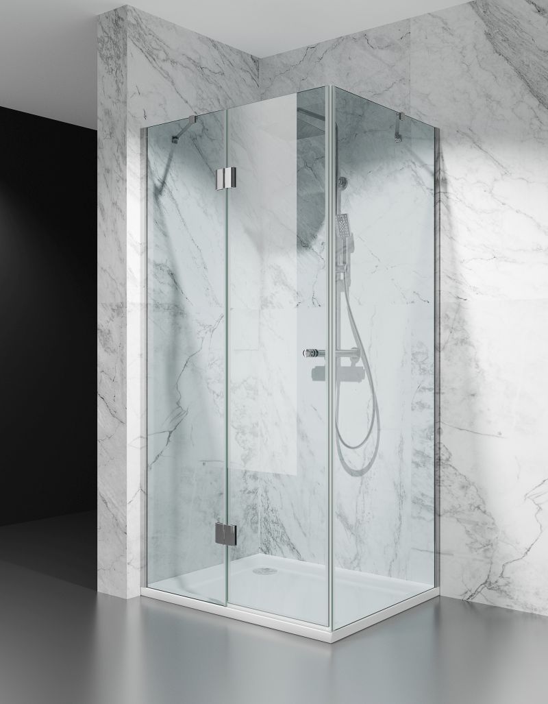 Kabina Prysznicowa Uchylna, Chromowane Okucia, Szkło Transparentne, model Vertus